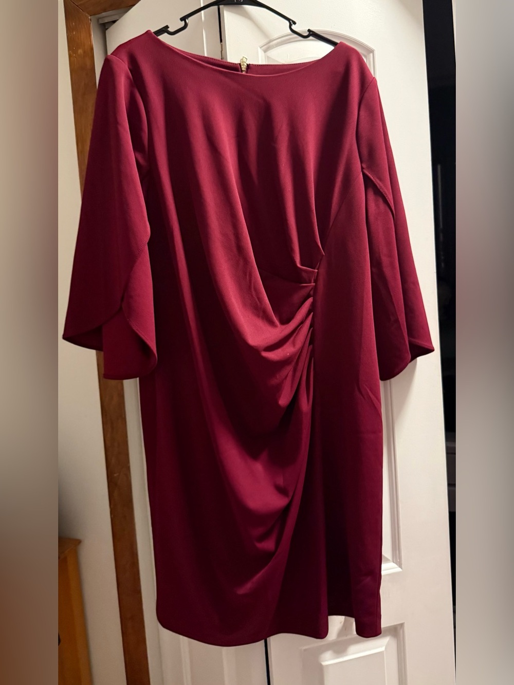 DKNY Burgundy Draped Midi Dress